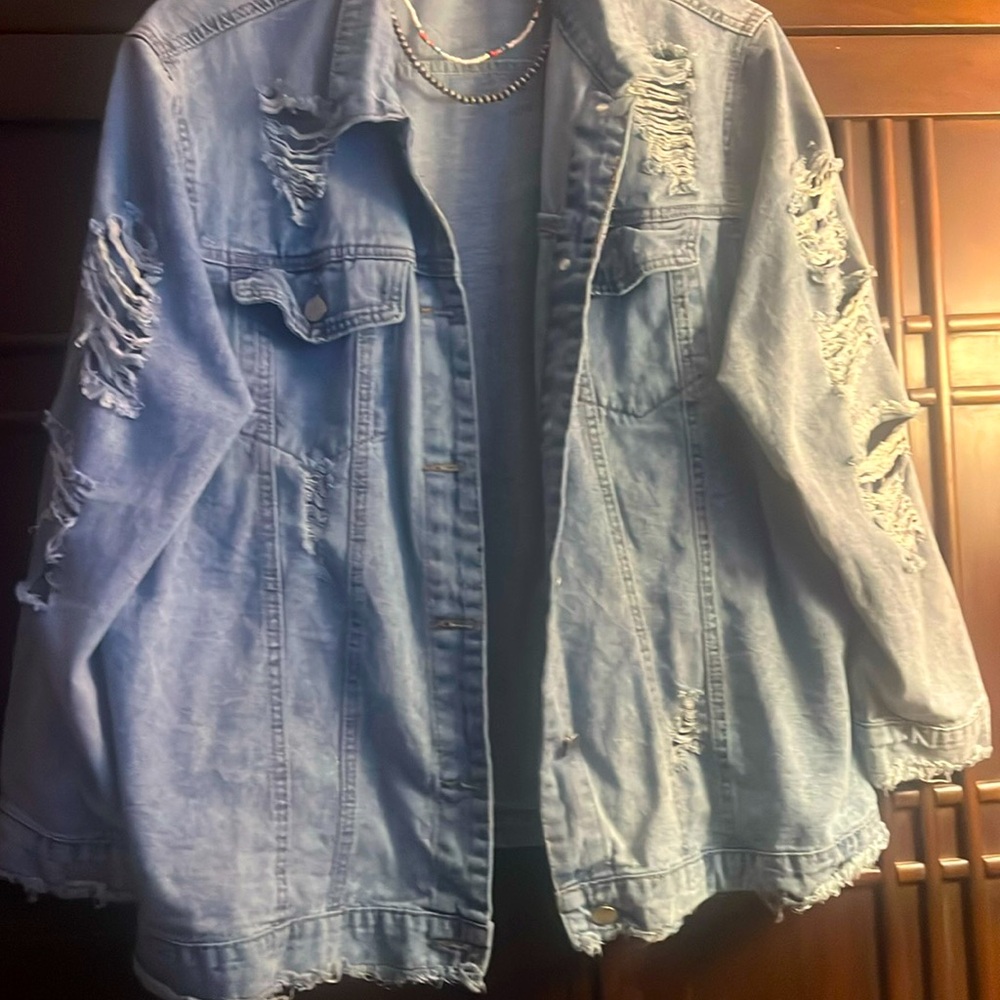 Ripped oversized jean jacket